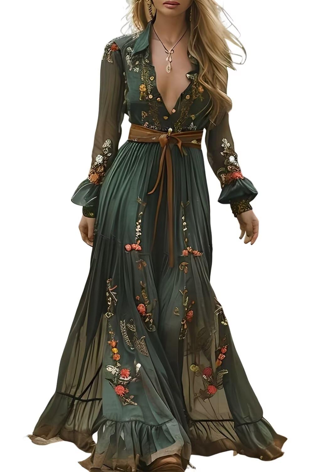 Womens Long Sleeve Boho Dress