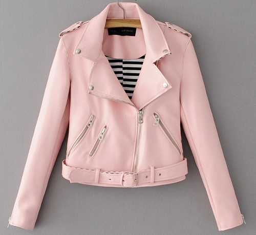 Chic Belted Faux Leather Jacket