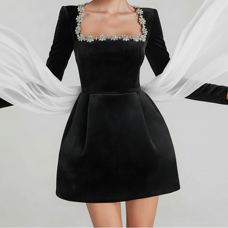 Floral Rhinestone Dress